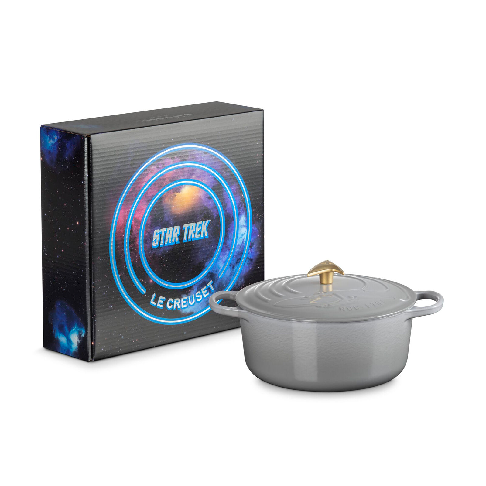 Star Trek 系列企業號圓形琺瑯鑄鐵鍋 (星際艦隊德爾塔造型鍋蓋頭)